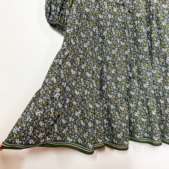Max Studio Tiered Floral Long Sleeves Dress Sz‎ XS Relaxed Fit Green Multicolor - Picture 7 of 14